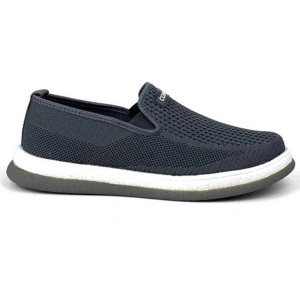 Erkek Gri Çok Hafif Triko Bağcıksız Esnek Hafif Günlük Casual Sneaker Spor Ayakkabı - 4