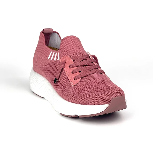 Kadın GülKurusu Çok Hafif Triko Günlük Rahat Ortopedik Terletmeyen Spor Sneaker Ayakkabı - Resim 2