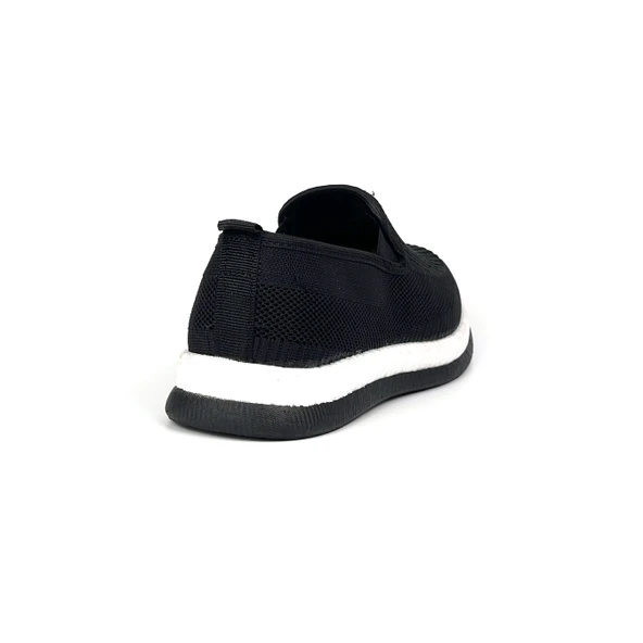 Erkek Siyah Beyaz Çok Hafif Triko Bağcıksız Esnek Hafif Günlük Casual Sneaker Spor Ayakkabı - 5