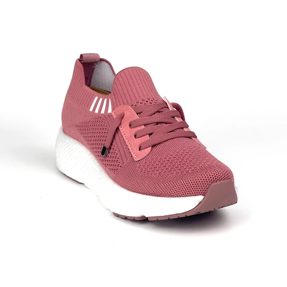 Kadın Gül Kurusu Çok Hafif Triko Günlük Rahat Ortopedik Terletmeyen Spor Sneaker Ayakkabı - 3