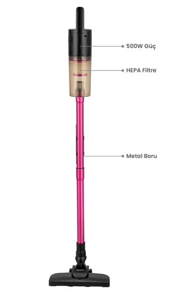 Awox Neto Vc10 Hepa Filtre 1 Lt Toz Hazneli Dik Pratik Süpürge 500w Çelik Boru Fuşya - 2