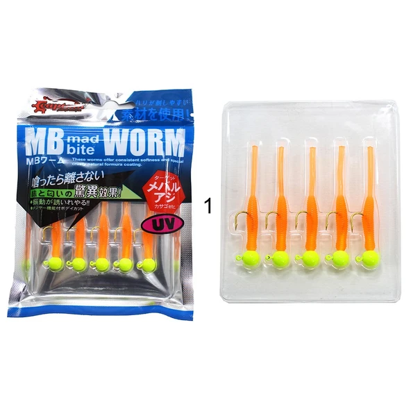 Captain 3521 Mini Worm 4.5cm Jig Headli LRF Silikon Yem 5'li SET  01 - 3