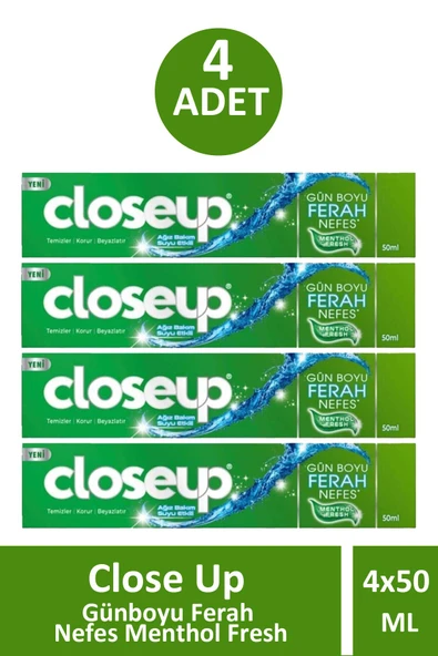 Close Up Günboyu Ferah Nefes Menthol Fresh 50 ml 4 Adet - 1