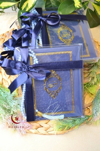 Kutulu İnci Tesbihli Yasin Kitabı Çanta Boy Termo Deri Kaplı Lacivert 10 Adet– Arapça, Türkçe Okunuşlu ve Mealli – 128 Sayfa  Hac Umre ve Mevlit Hediyeliği ürün görseli