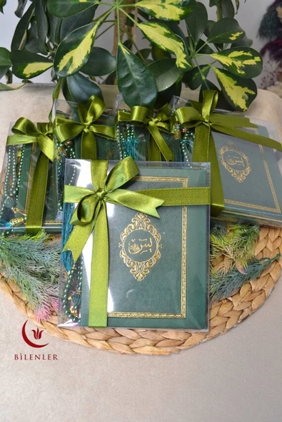 Kutulu İnci Tesbihli Yasin Kitabı Çanta Boy Termo Deri Kaplı Yeşil 10 Adet– Arapça, Türkçe Okunuşlu ve Mealli – 128 Sayfa  Hac Umre ve Mevlit Hediyeliği - 1