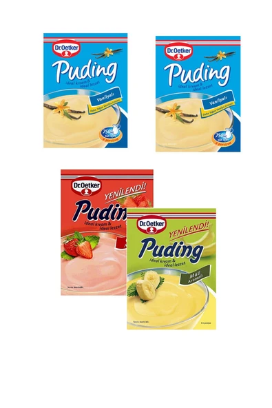 Dr. Oetker 4 Paket Puding 2 Vanilyalı + 1 Muzlu + 1 Çilekli Eko Paket ürün görseli
