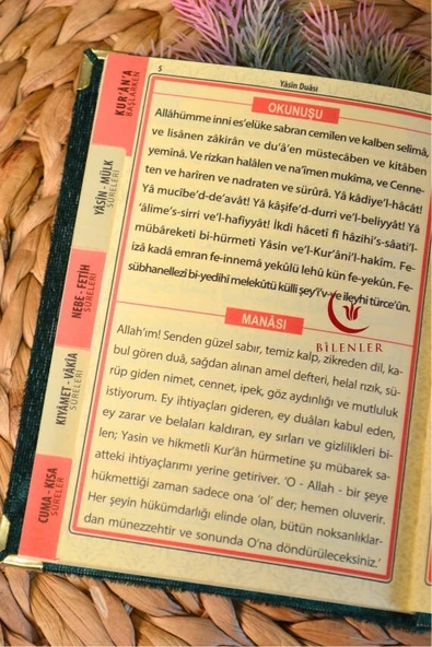 Kutulu 128 Sayfa Kadife Yasin ve İnci Tesbih Seti Yeşil - Resim 2