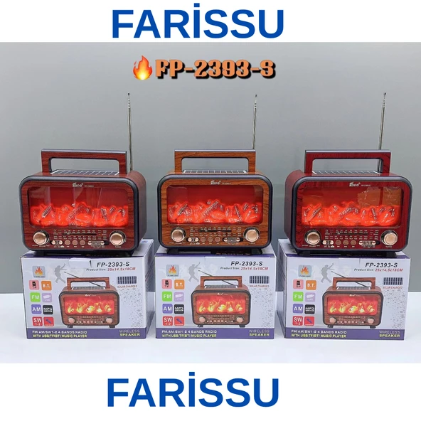 FP-2393S Retro Tasarımlı Alev Işıklı Bluetooth Hoparlör – Güneş Enerjili, Radyo, USB, TF Kart Destekli - 3