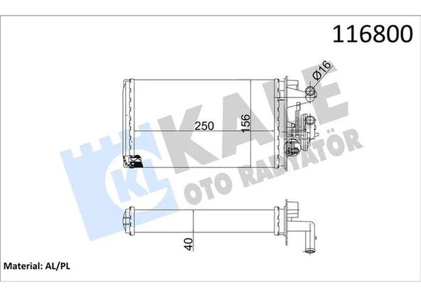 KALORİFER RADYATÖRÜ TMPR 1.6-2.0 MUSLUKSUZ 2 SIRA AL PL SİSTEM ürün görseli 1