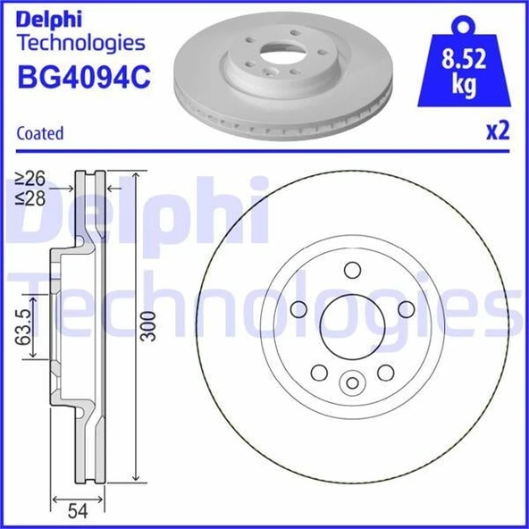 ON FREN DISK AYNASI MONDEO IV S MAX GALAXY 07 11 FREELANDER 2 06-14 EVOQUE 12-18 VOLVO S60 II 10 S80 II V70 III XC70 II 06 300cm CAP ürün görseli 1