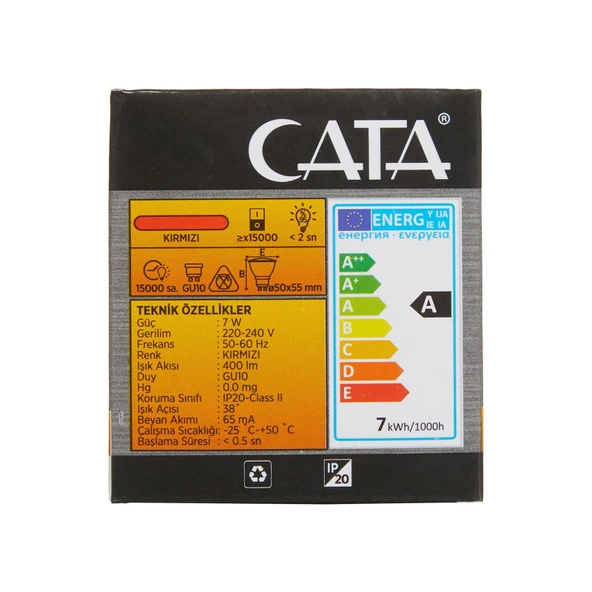 Cata CT-4215 7W Kırmızı Işık GU10 Duy Spot Çanak Led Ampül - 5