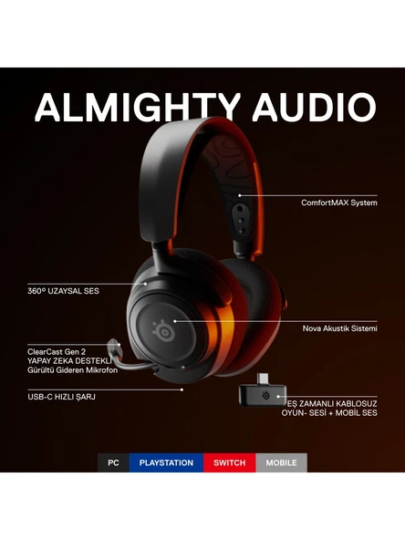 SteelSeries Arctis Nova 7 Kablosuz Bluetooth Oyuncu Kulaklığı - 2