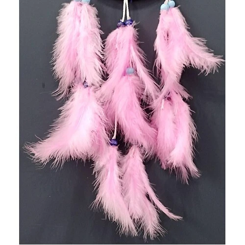 Pembe Kuş Tüylü Dream Catcher El Yapımı Rüya Kapanı Duvar Süsü - 1