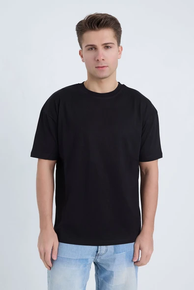 Moxe Collection Erkek Oversize Basic Tişört Siyah