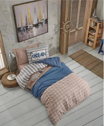 Tek Kişilik Ranf.Nevresim Takımı Ocean Lacivert