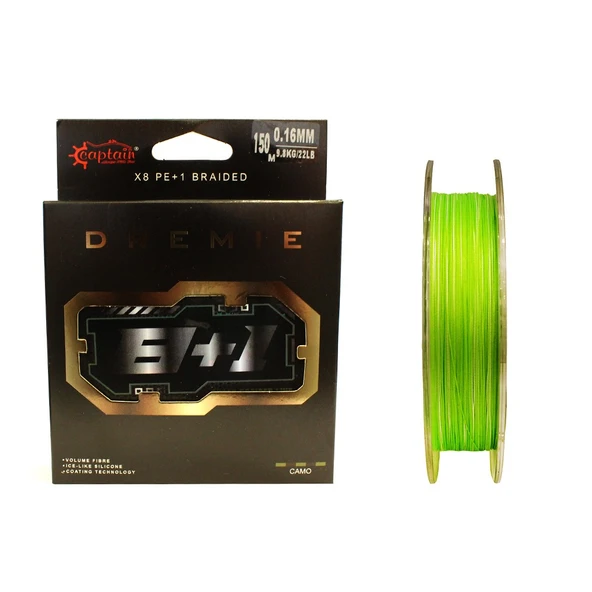 Captain Dremie 8+1 Silicone Coating İp Misina 150mt Green White  0.16 mm