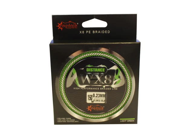 Captain Distance WX8 Örgü Spin İp Misina 150mt Light Green  0.08 mm - 3