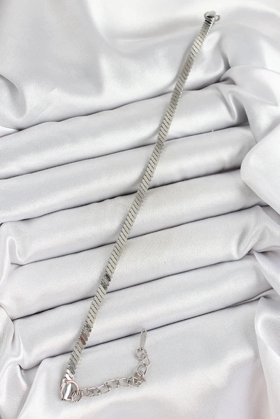 Gümüş Renk Yassı Zincir Model Kadın Bileklik - EBJ250620W35617 ürün görseli