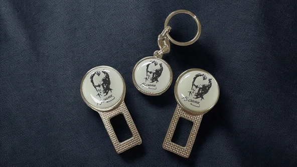 ATATÜRK POTRELİ Ikaz Ses Susturucu Metal Toka 2 Adet ANAHTARLIK 1 ADET ürün görseli