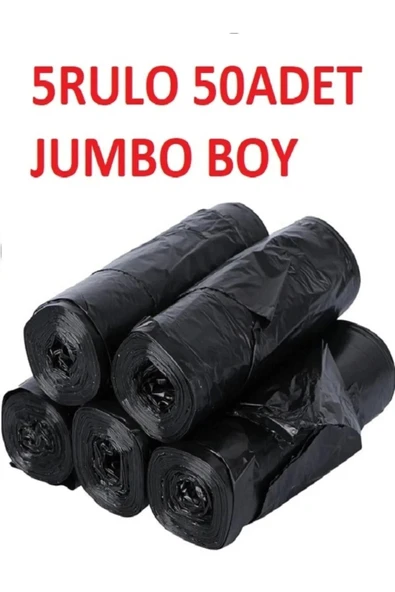 Çöp Torbası Jumbo Boy 300 gr 10’lu 5 Rulo Kalın 80x110 Çöp Poşeti ürün görseli