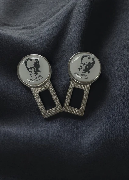 ATATÜRK POTRELİ Ikaz Ses Susturucu Metal Toka 2 Adet - Resim 2