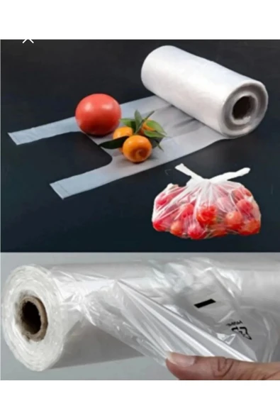 Rulo Market Poşet Torba - Atlet Poşet - Şeffaf - Orta Boy - 10 Rulo - 2000 Adet Torba - Resim 3