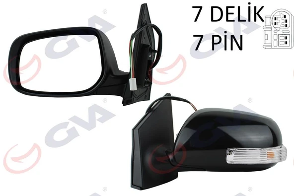 DIŞ DİKİZ AYNASI SOL COROLLA 08 ELEKTRİKLİ ISITMALI KATLANIR SİNYALLİ ASTARLI KONVEKS 7 FİŞ VM-6263EBL ürün görseli 1