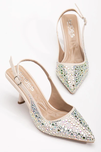 Kadın Abiye Ayakkabı Ten İnce Topuklu Taş Döşeme ürün görseli