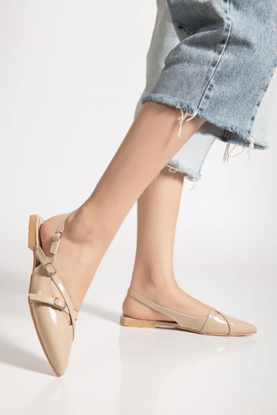 Badın Babet Ten Rugan Çapraz Bantlı Arka Açık Sivri - Resim 2