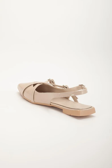 Badın Babet Ten Rugan Çapraz Bantlı Arka Açık Sivri - Resim 5