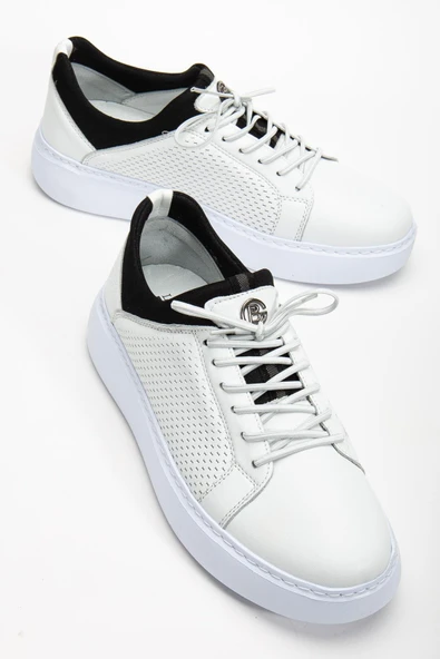 Hakiki Deri Erkek Günlük Ayakkabı Beyaz Streç ve Elastik Bağcıklı Eva Taban ürün görseli