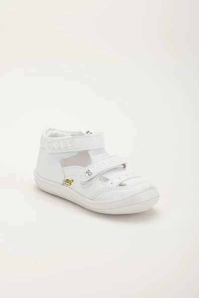 Şirinbebe Ortopedik Erkek Bebek İlkadım Ayakkabı Beyaz Çift Cırtlı Yan Açık - 3