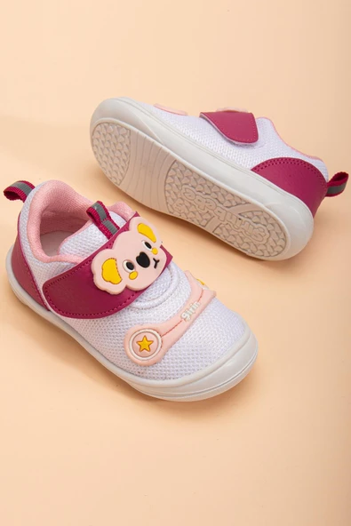 Şirinbebe Ortopedik Kız Bebek İlkadım Ayakkabı Fuşya Cırtlı Anorak ürün görseli 1