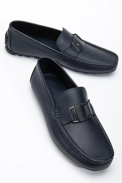 Hakiki Deri Erkek Günlük Loafer Ayakkabı Lacivert Metal Tokalı ürün görseli