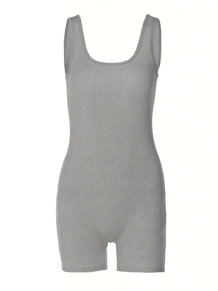 Kadın Kalın Askılı Bodycon Tulum - 4