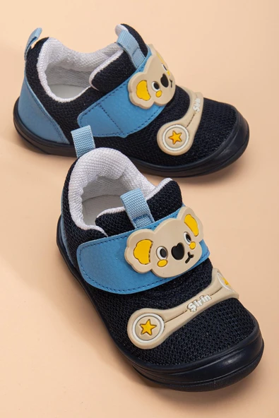 Şirinbebe Ortopedik Erkek Bebek İlkadım Ayakkabı Mavi Cırtlı Anorak