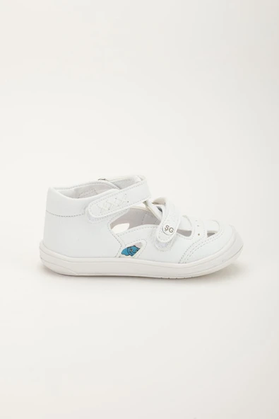 Şirinbebe Ortopedik Erkek Bebek İlkadım Ayakkabı Beyaz Çift Cırtlı Yan Açık - 2