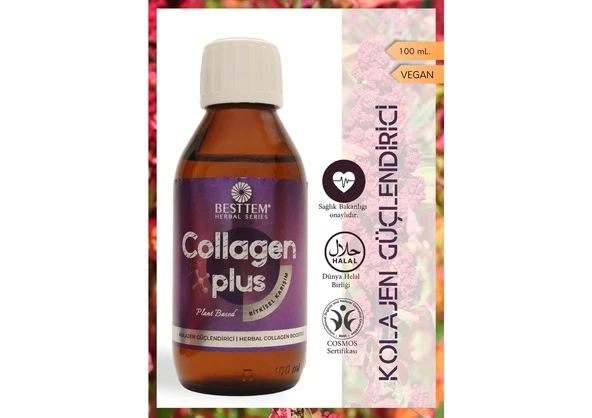 BESTTEM COLLAGEN PLUS KOLAJEN IÇİLEBİLİR SÜRÜLEBİLİR B12 TAKVİYE GIDA DOĞAL VEGAN 100ML