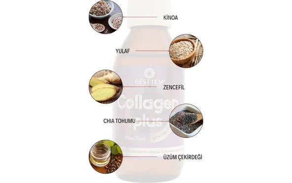 BESTTEM COLLAGEN PLUS KOLAJEN IÇİLEBİLİR SÜRÜLEBİLİR B12 TAKVİYE GIDA DOĞAL VEGAN 100ML - 2