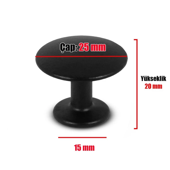 Düğme Çekmece Dolap Dolabı Kapak Kulpu Kulpları Kulbu Siyah Metal Daire Kulp Mobilya Mutfak - 2
