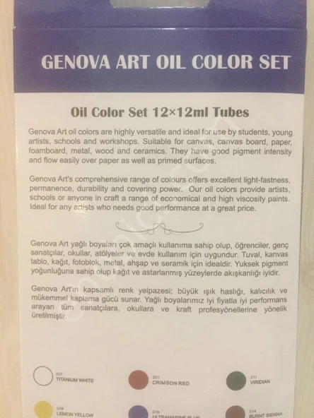 Cenova Art Yağlı Boya Seti 12 li - 12ml - 4