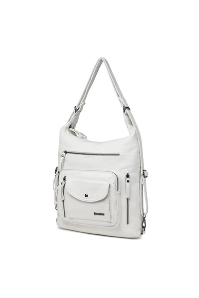 Yıkama Deri Hem Sırt Hem Omuz Kadın Çantası 21-K Barcelona 1580-7 - Resim 3