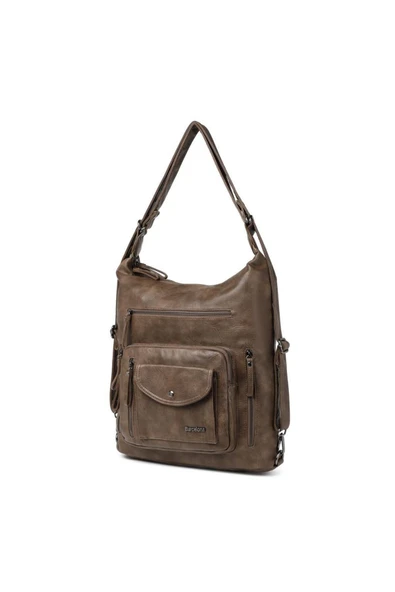 Yıkama Deri Hem Sırt Hem Omuz Kadın Çantası 21-K Barcelona 1580-7 - Resim 3