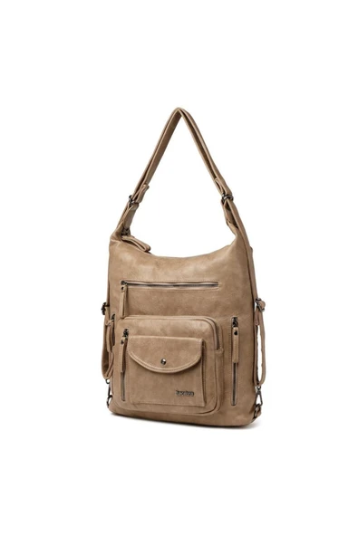 Yıkama Deri Hem Sırt Hem Omuz Kadın Çantası 21-K Barcelona 1580-7 - 3