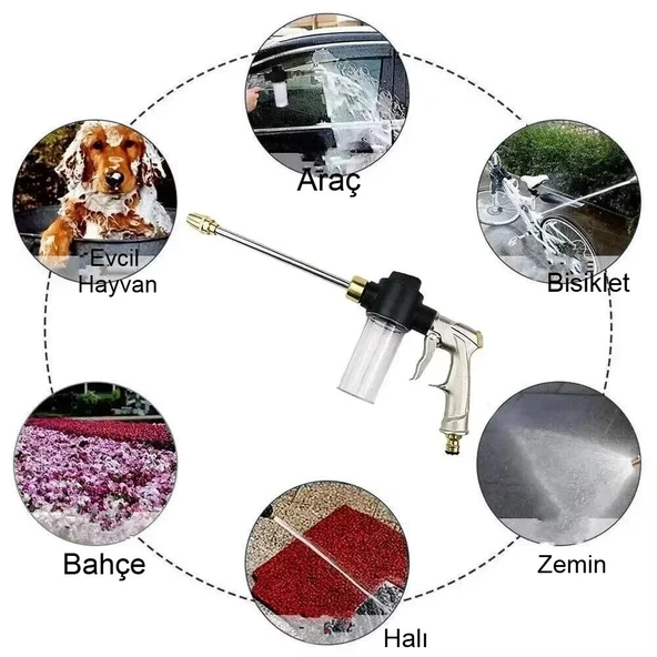 Yüksek Güçlü Basınç Su Köpük Tabancası Bahçe Sulama Araba Yıkama Çok Püskürtücü Korozyon Önleyici - 5