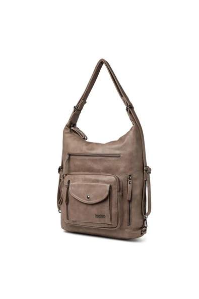 Yıkama Deri Hem Sırt Hem Omuz Kadın Çantası 21-K Barcelona 1580-7 - Resim 3