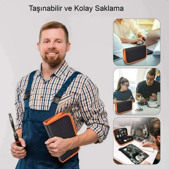 60W Ayarlanabilir Elektrikli Havya Kiti Full Lehim Seti Dijital Multimetre Taşıma Çantalı DIY Onarım Aracı - 4