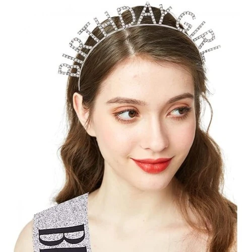 Gümüş Kristal Taşlı Birthday Girl Tacı - 2