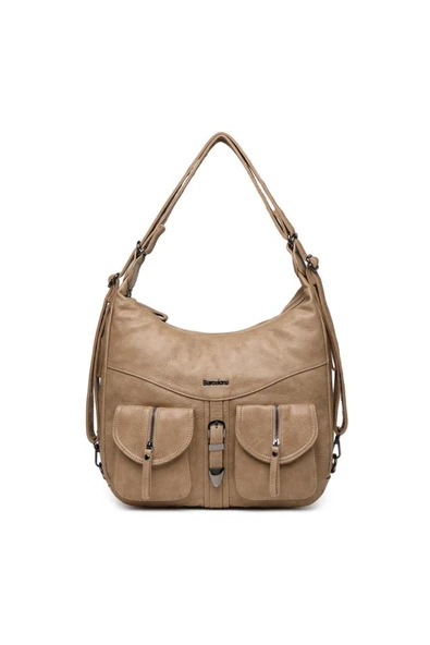 Yıkama Deri Hem Sırt Hem Omuz Kadın Çantası 21-K Barcelona 1936 ürün görseli 1