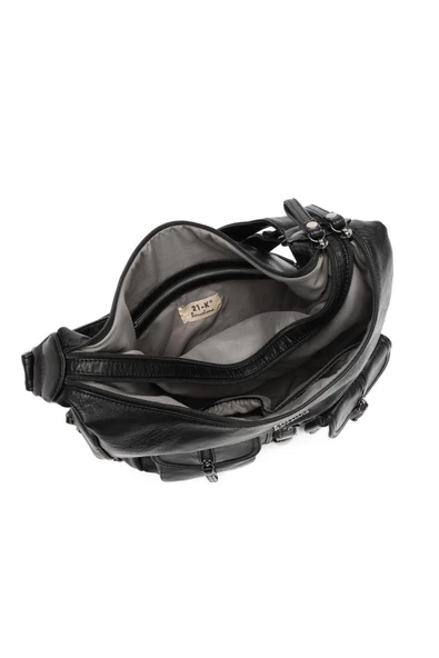 Yıkama Deri Hem Sırt Hem Omuz Kadın Çantası 21-K Barcelona 1936 - Resim 6